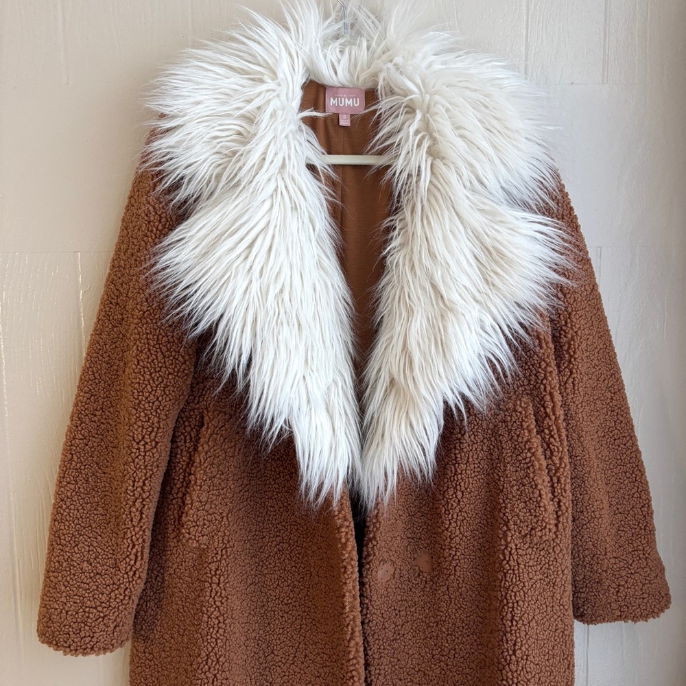 Show Me Your MuMu Stay Warm Faux Fur Collar Teddy Sherpa Chic Coat Jacket - Picture 6 of 16